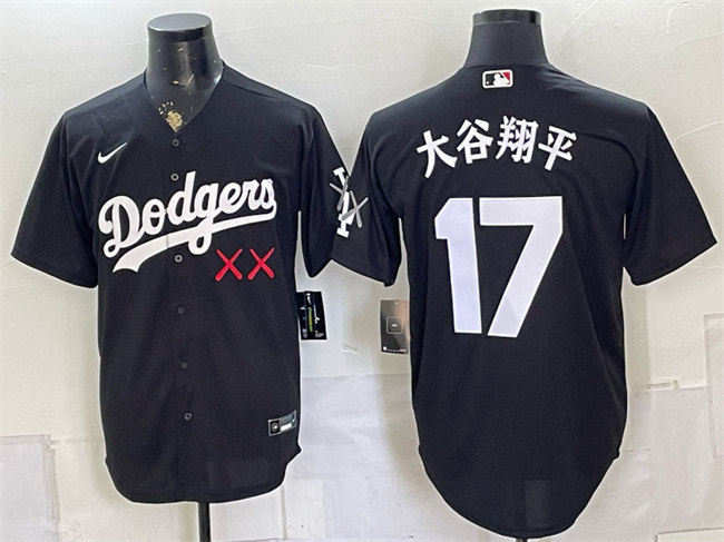 Men's Los Angeles Dodgers x KAWS #17 大谷翔平 Black Vapor Premier Limited Stitched Baseball Jersey